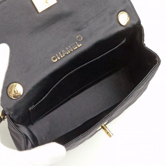 Chanel Satin Matelasse Single Chain Shoulder Bag Crossbody Black - Picture 2 of 11